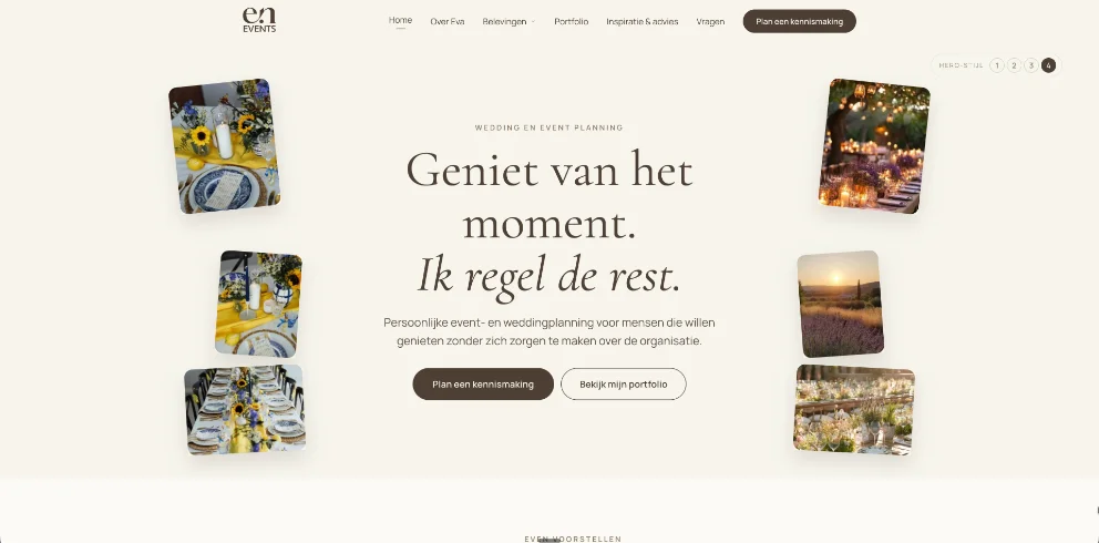 Voorbeeld van een starterswebsite
