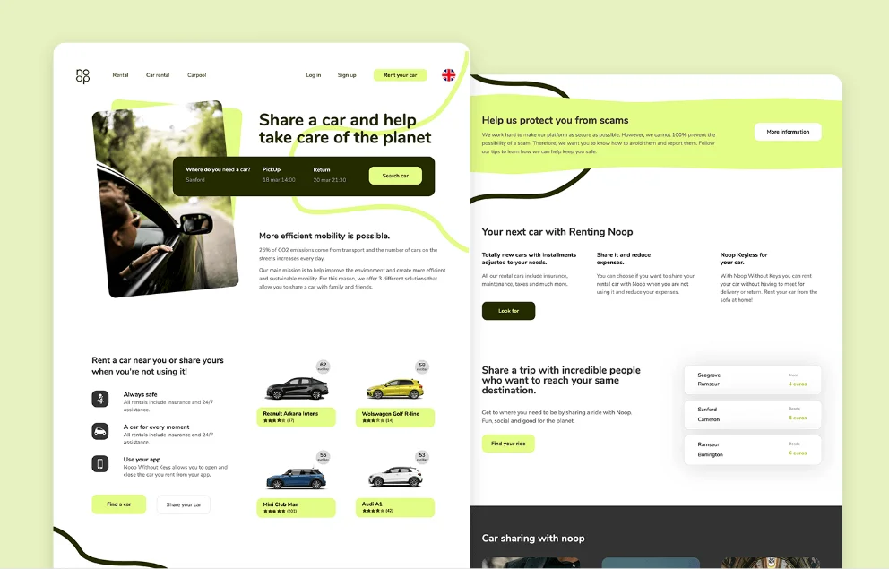 Voorbeeld van een bestaande website
